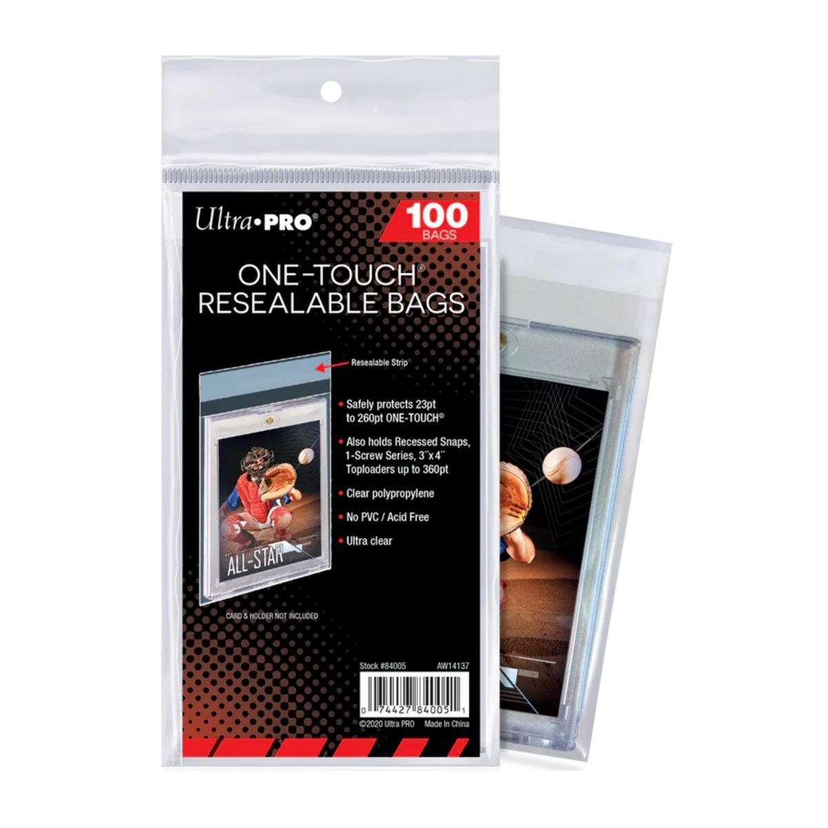 100 Protège-Cartes One Touch Resealable Bags- Ultra Pro - Transparent