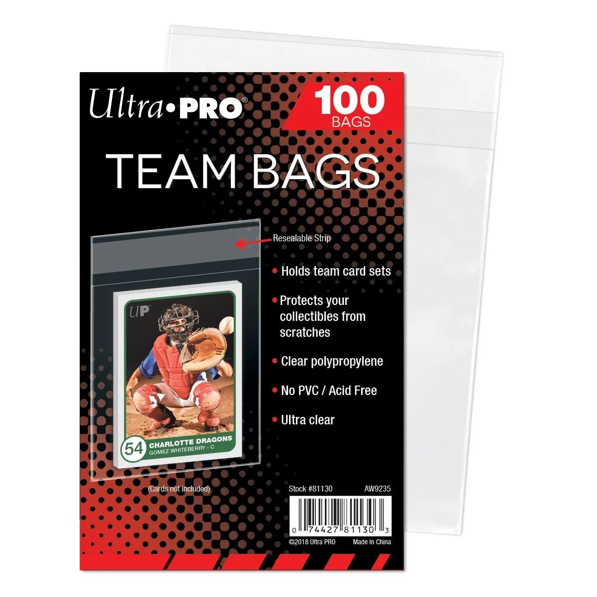 Item 100 Protège-Cartes Team Bags - Ultra Pro - Transparent
