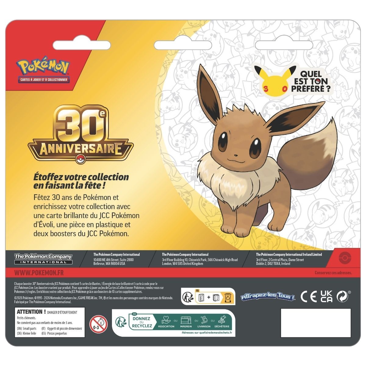 30e Anniversaire - Blister 2 Boosters Évoli - Pokémon - FR