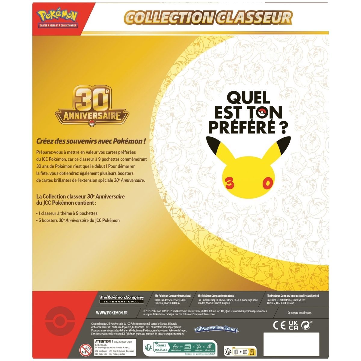 30e Anniversaire - Collection Classeur - Pokémon - FR