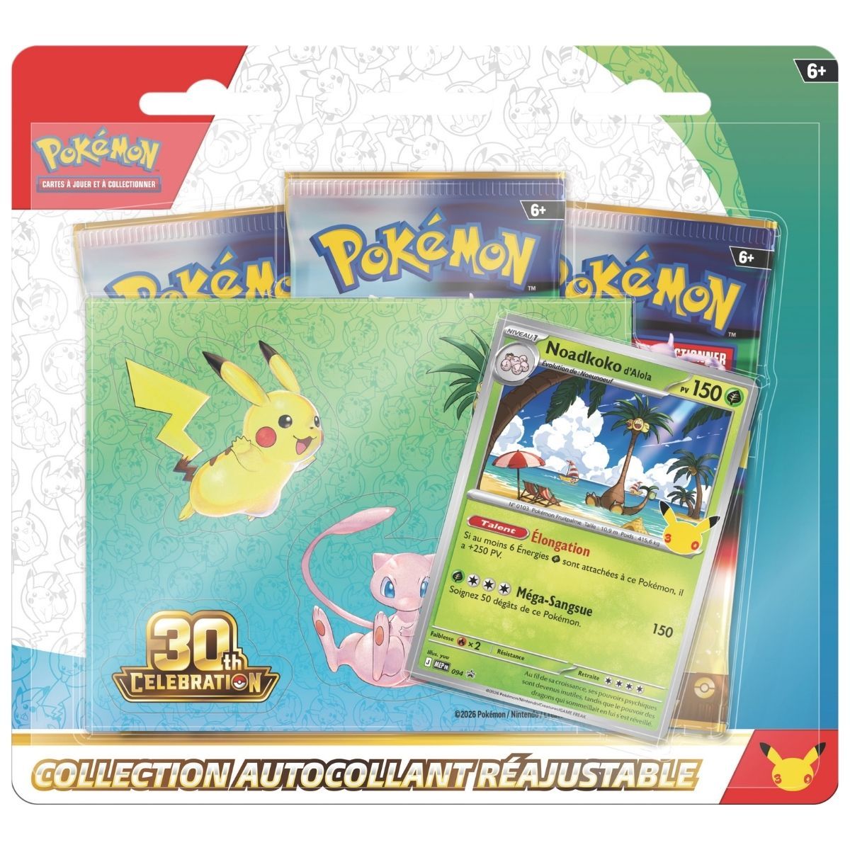 30e Anniversaire - Lot de 2 Tripacks Collection Autocollant - Pokémon - FR