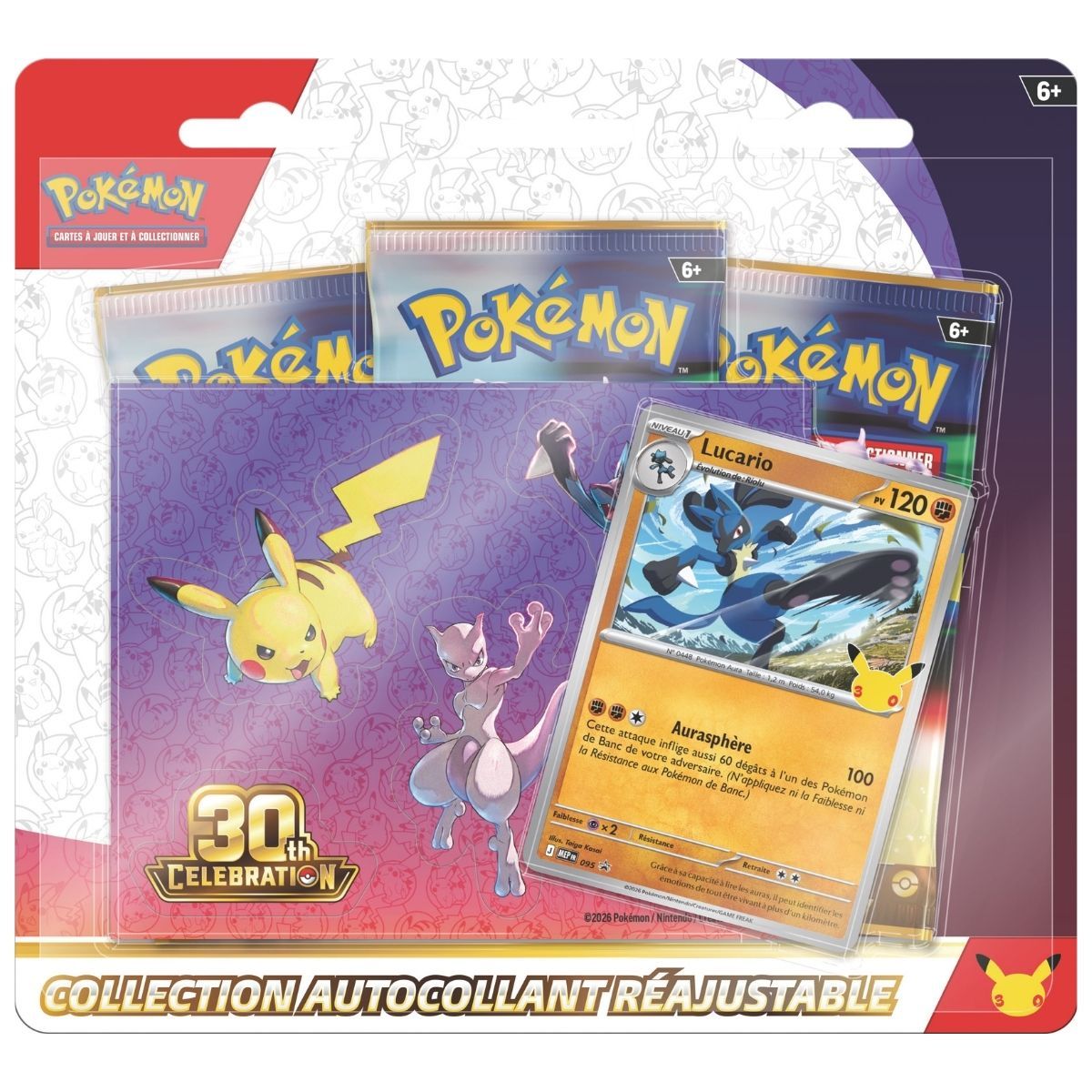 30e Anniversaire - Lot de 2 Tripacks Collection Autocollant - Pokémon - FR