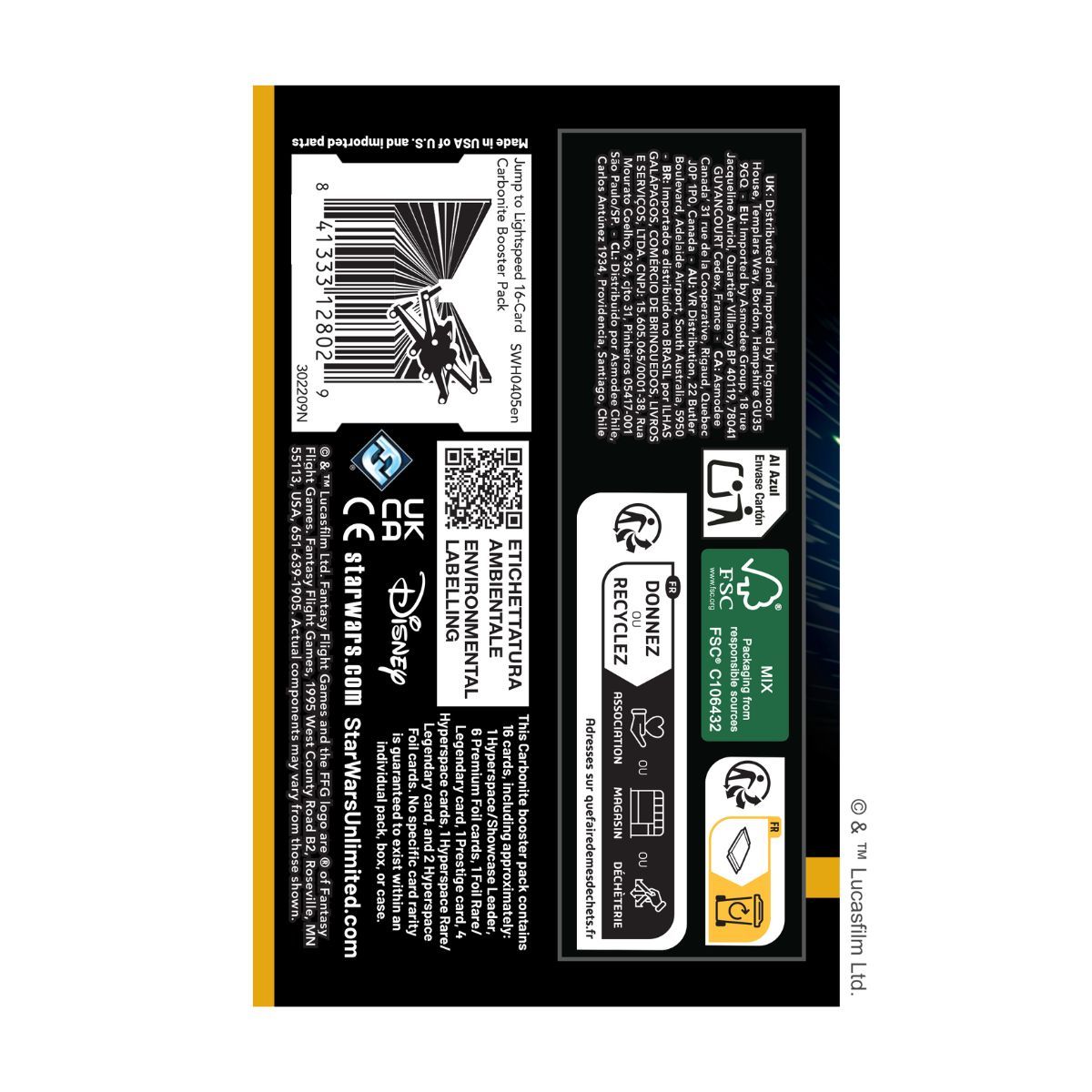 Boite de 12 Boosters Carbonite - Star Wars Unlimited - EN - Jump to Lightspeed - SWU4