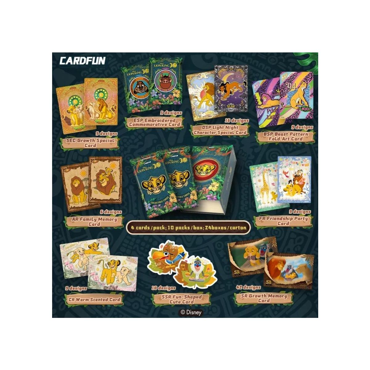 CardFun - Boîte de 10 Boosters - Disney : Le Roi Lion 30ème anniversaire - EN
