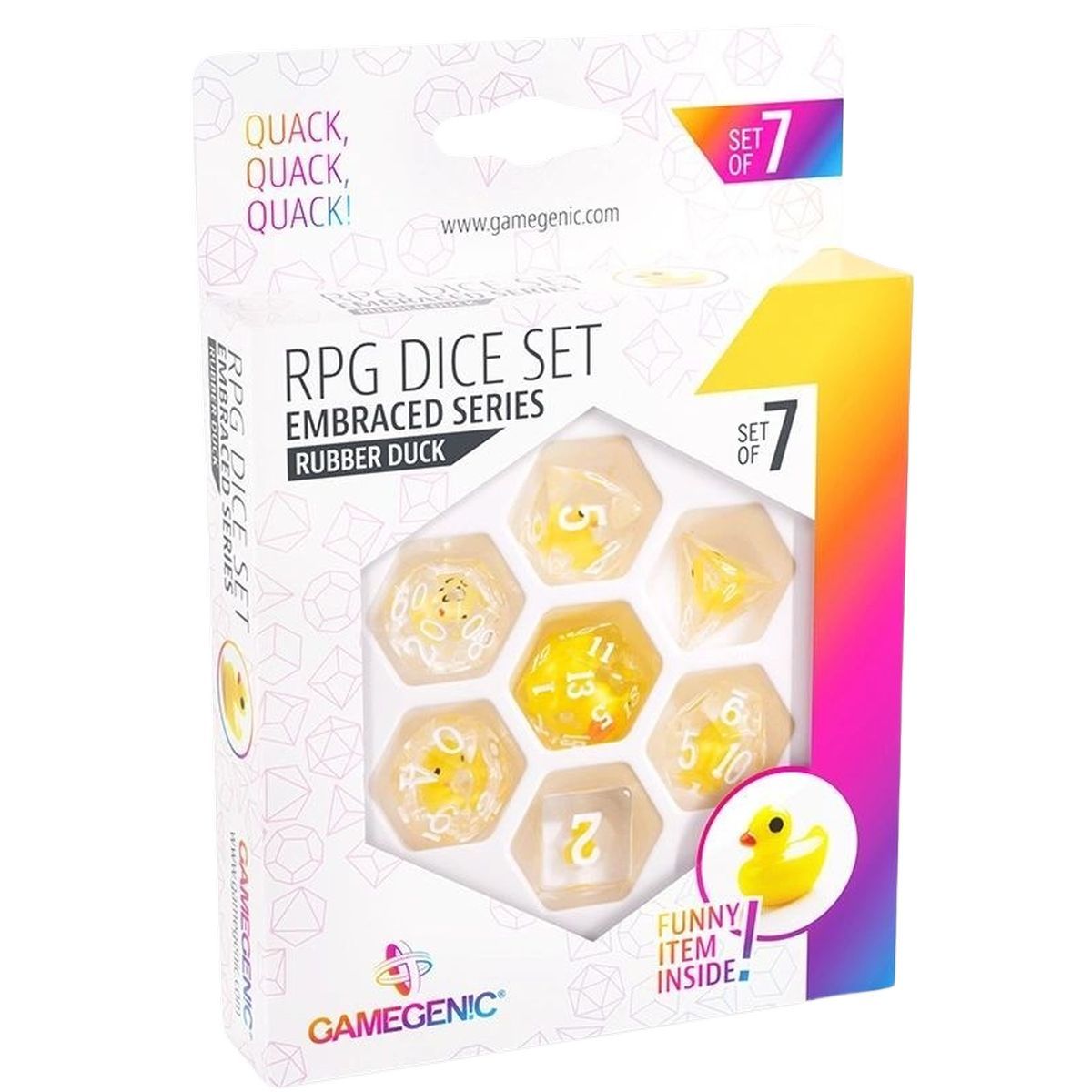 Gamegenic - Embraced Series -Rubber Duck- Set de 7 Dés JDR