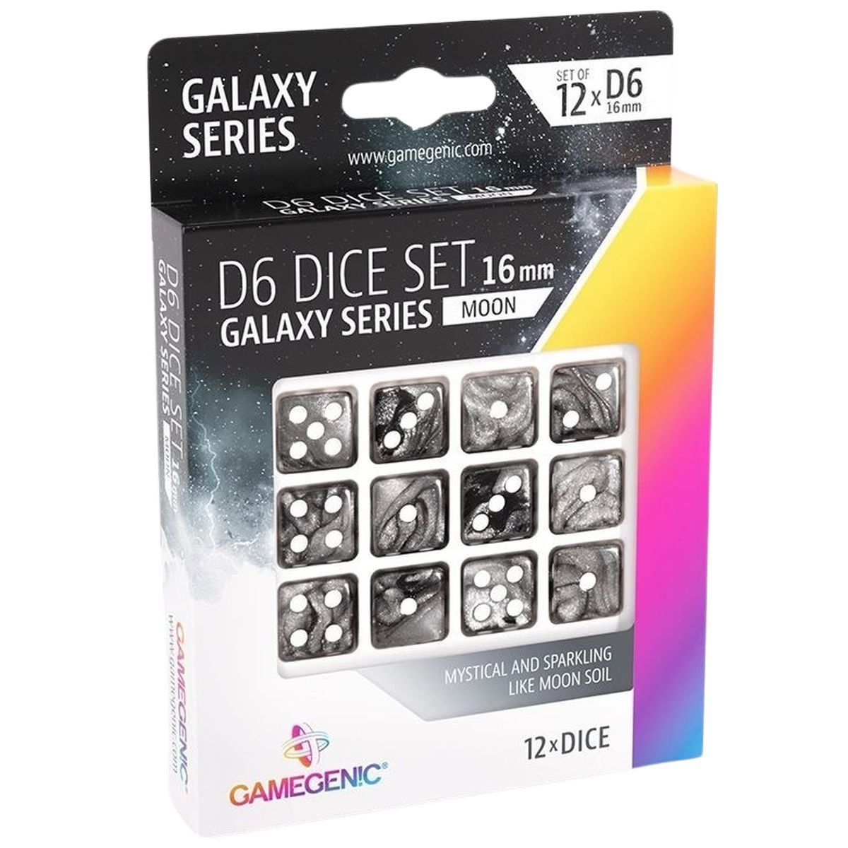 Item Gamegenic - Galaxy Series -Moon- Set de 12 Dés de 6 - 16mm