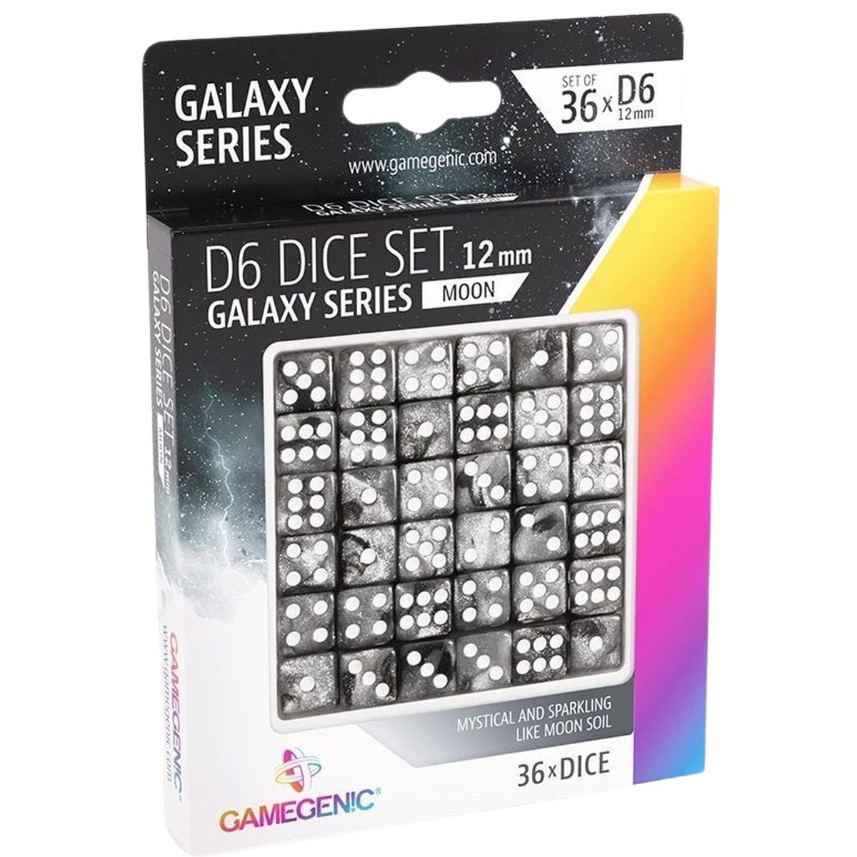 Gamegenic - Galaxy Series -Moon- Set de 36 Dés de 6 - 12mm