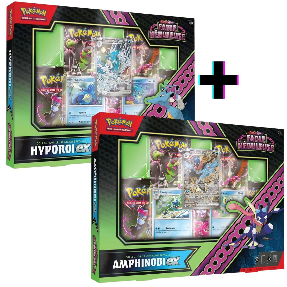 Item Lot des 2 Coffrets Collection Illustration Spéciale - Fable Nébuleuse - Hyporoi EX et Amphinobi EX- FR - [SV6.5][EV6.5] - Pokémon