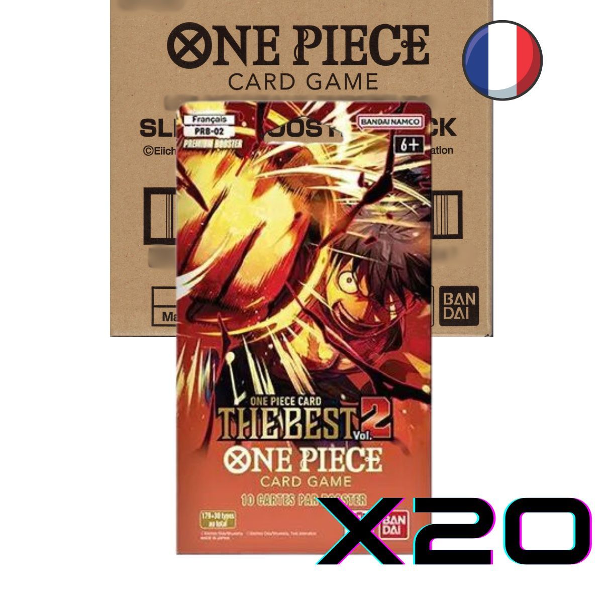 Item One Piece CG - PRB02 - The Best Vol. 2 - Carton de 20 Premium Boosters sous blisters - FR